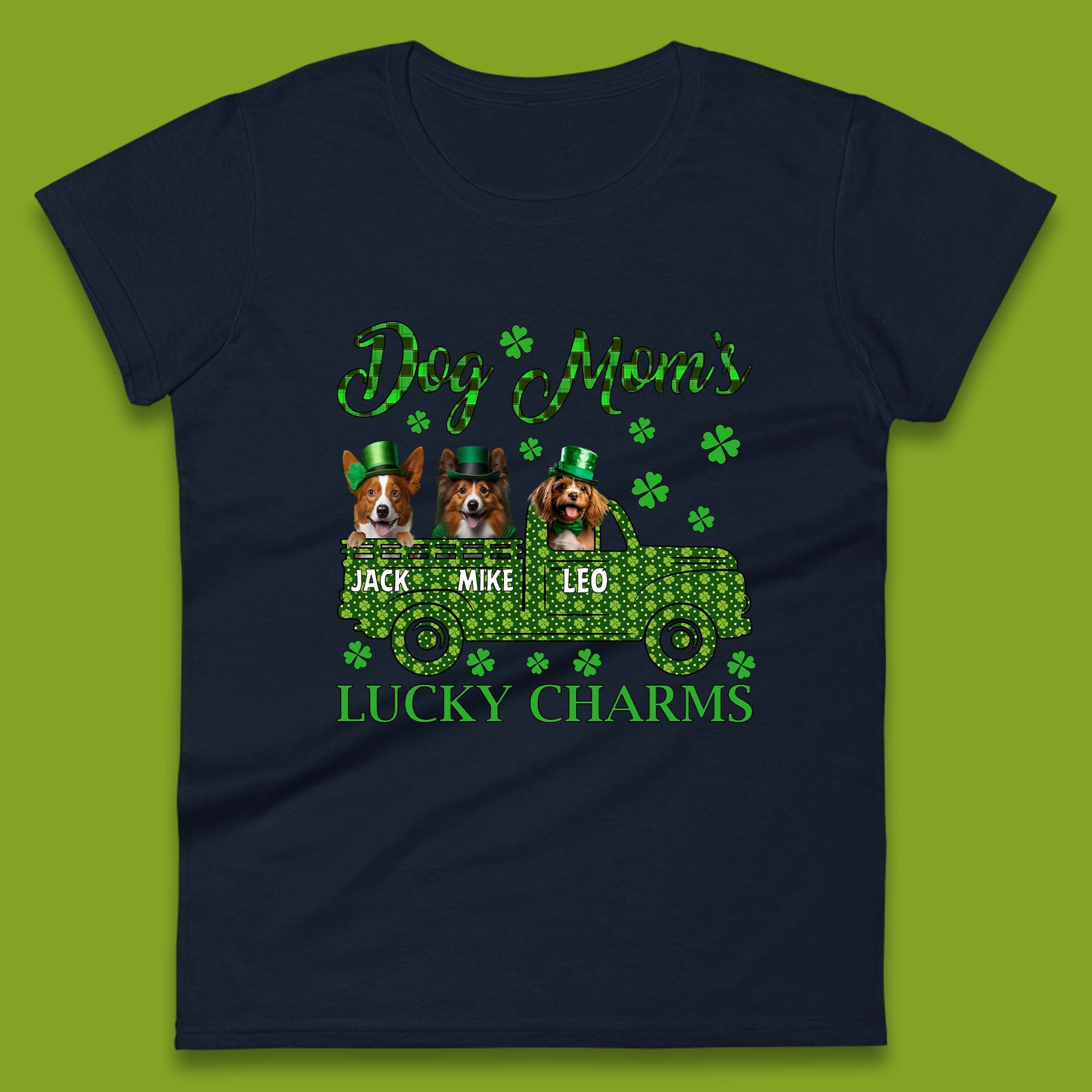 Personalised Dog Mom's Lucky Charms Womens T-Shirt