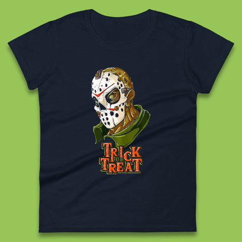 Halloween Trick Or Treat Jason Voorhees Face Mask Horror Movie Character Womens Tee Top