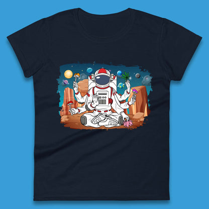 Meditating Astronaut Yoga Womens T-Shirt