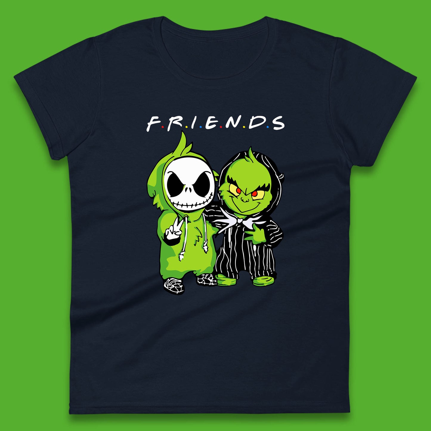 grinch and jack skellington womens tee