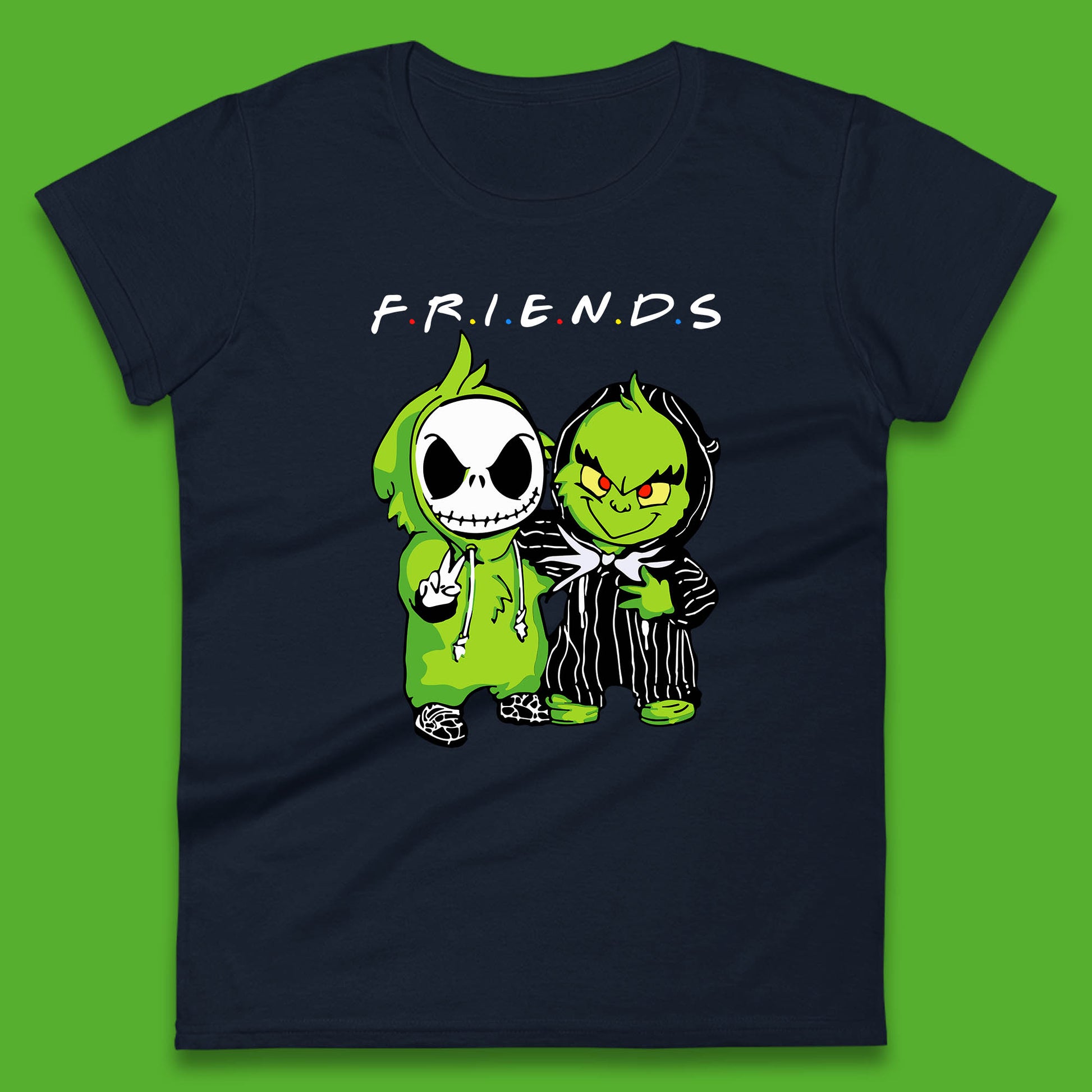 grinch and jack skellington womens tee
