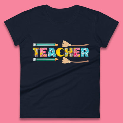 Halloween Teacher Spooky Teacher Ghost Halloween School Womens Tee Top