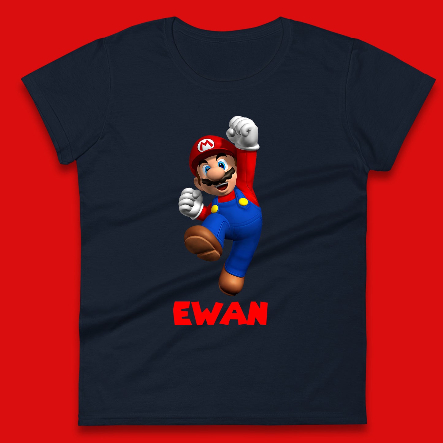 Personalised Your Name Super Mario Jumping Funny Game Lovers Players Mario Bro Retro Gaming Womens Tee Top