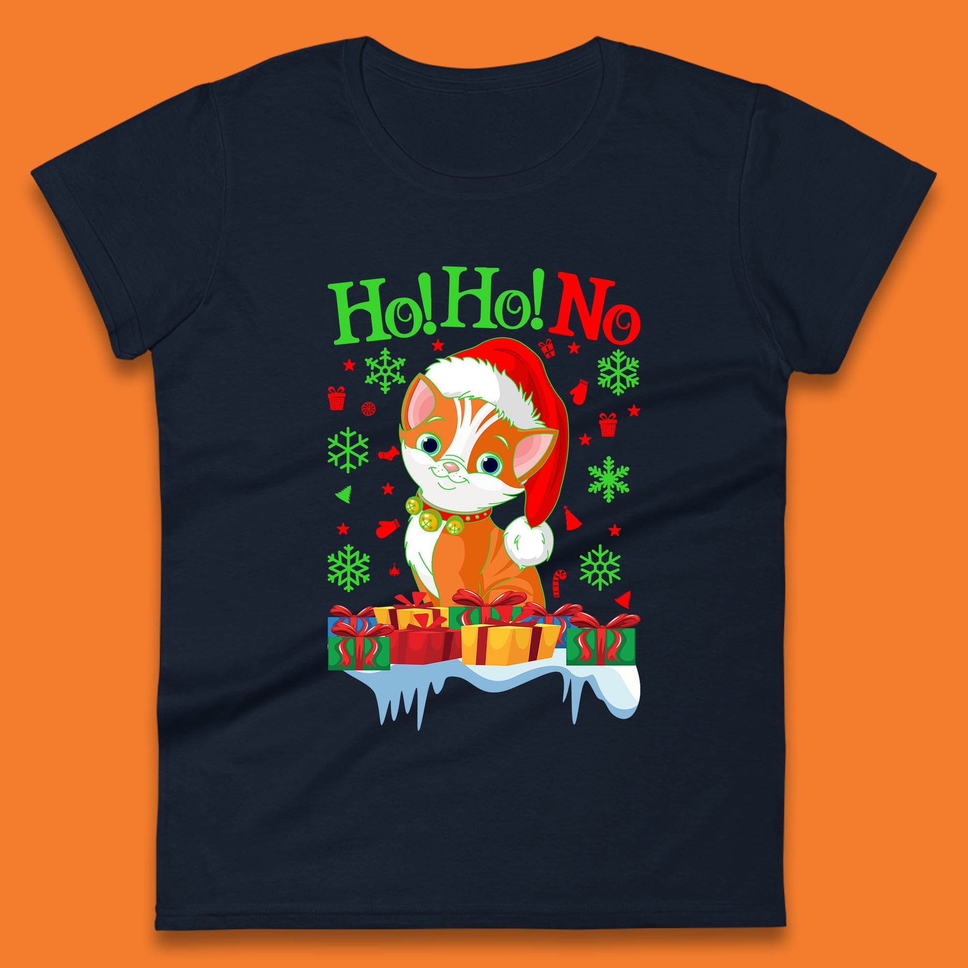ho ho no christmas cat tee