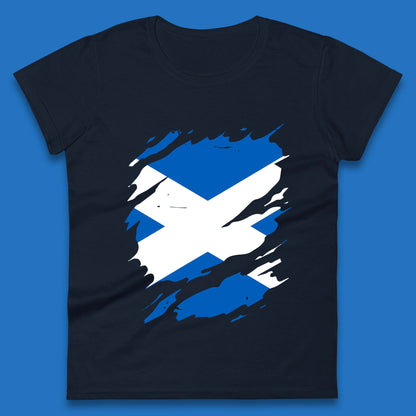 Distressed Scotland Flag Scottish Heritage Ancestry Scot Pride Scottish Flag Womens Tee Top