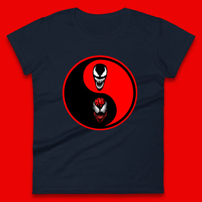 Marvel Comics Carnage And Venom Fictional Movie Character Anime Yin Yang Spoof Womens Tee Top