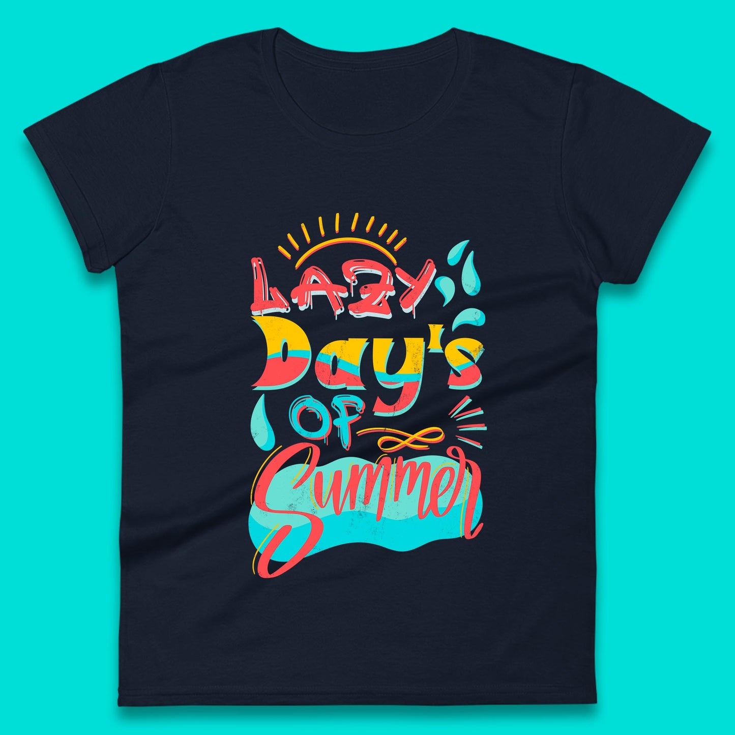 Lazy Days Of Summer Vintage Retro Sunset Surfer Beach Holiday Trip Womens Tee Top