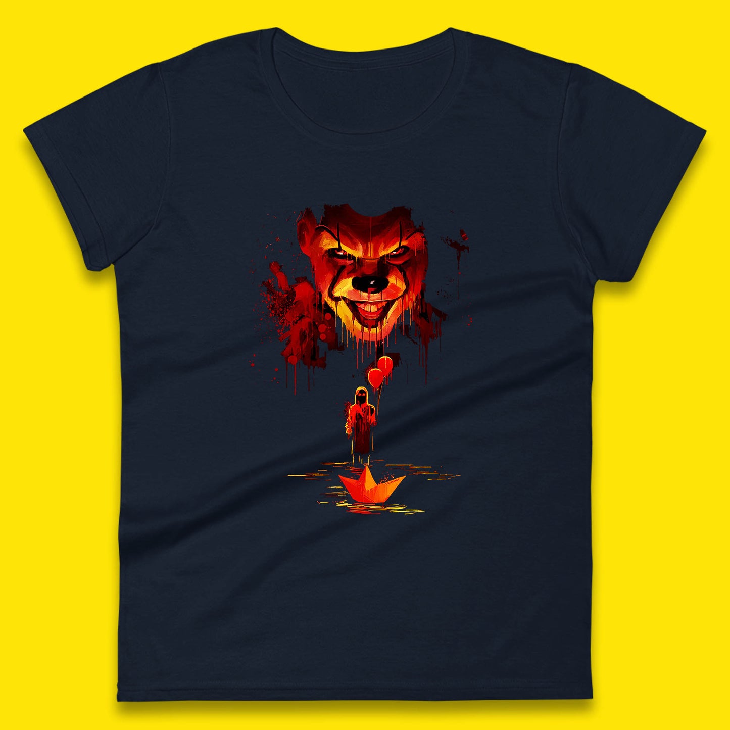 IT Clown Pennywise Halloween Horror Movie Character Serial Killer Clown Costume Womens Tee Top