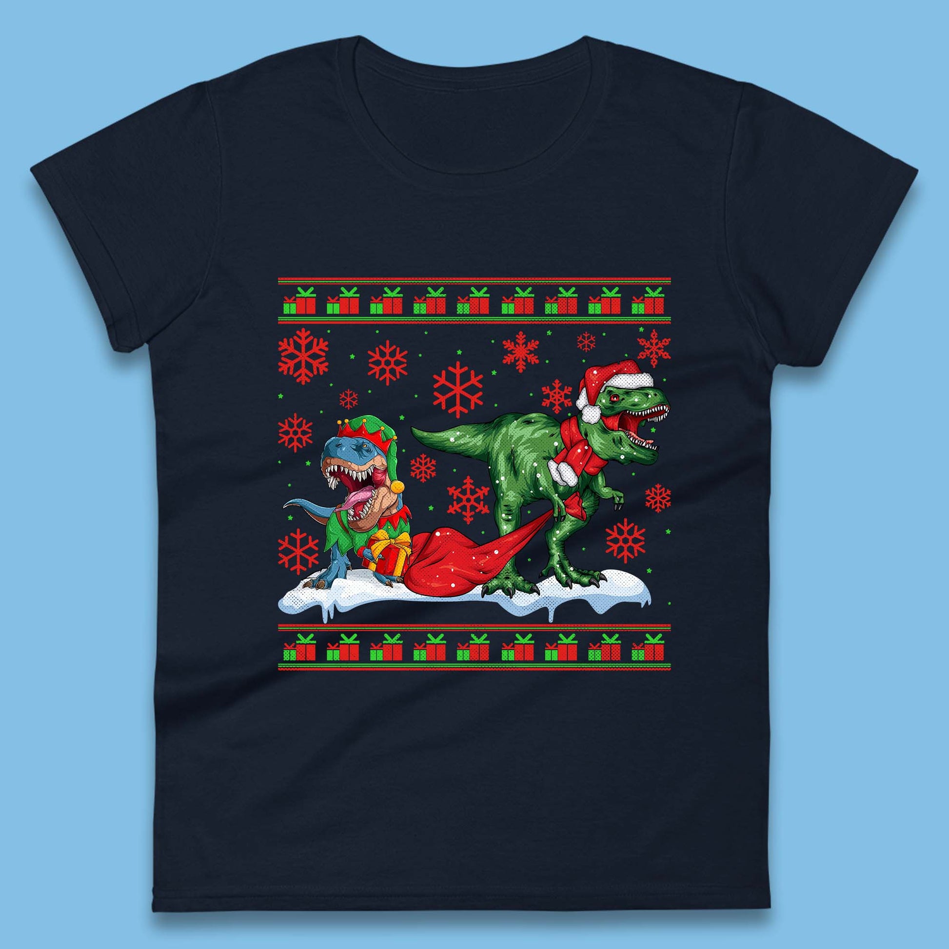 santa & elf costume womens t shirt