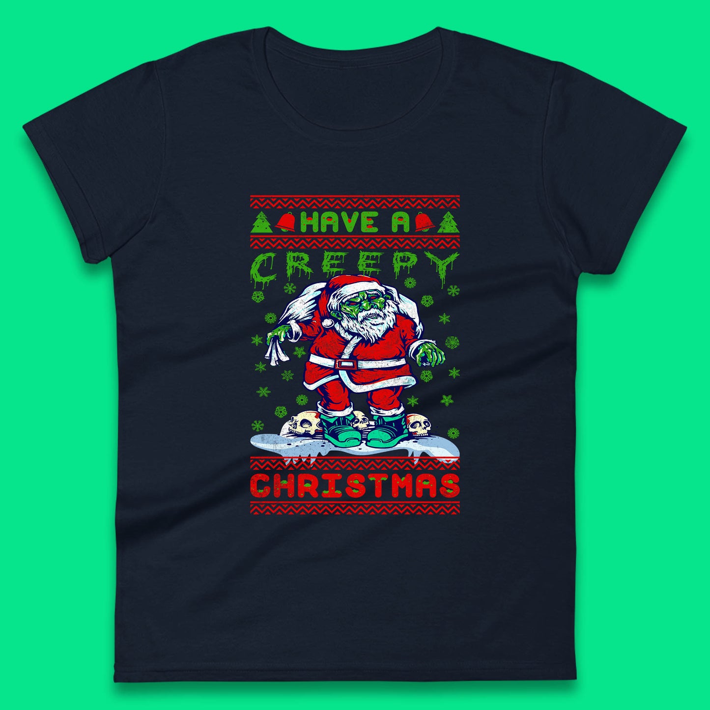 zombie santa claus womens t shirt