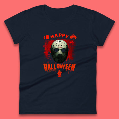Happy Halloween Jason Voorhees Face Mask Halloween Friday The 13th Horror Movie Womens Tee Top