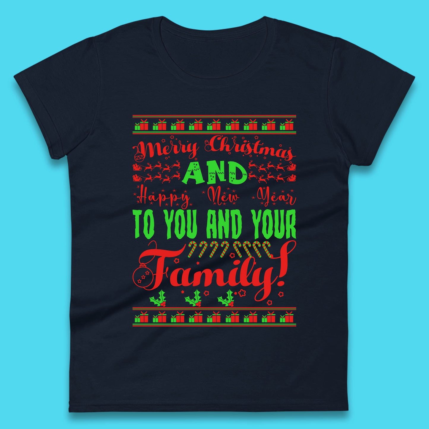 merry christmas family womens t shirt