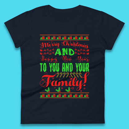 merry christmas family womens t shirt