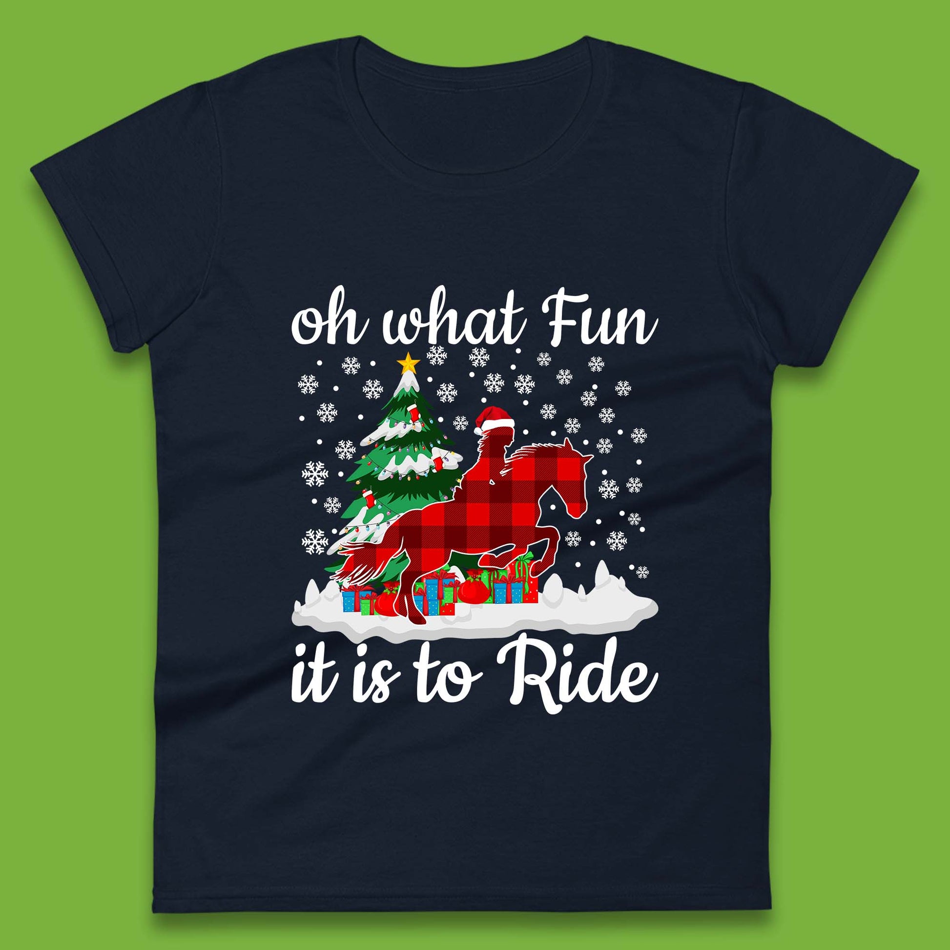 horse riding christmas womens t shirt