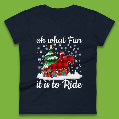 horse riding christmas womens t shirt