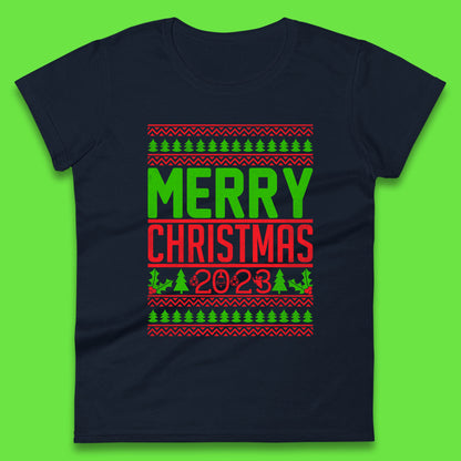 Merry Christmas 2023 Winter Holiday Festive Celebration Xmas Gift Womens Tee Top