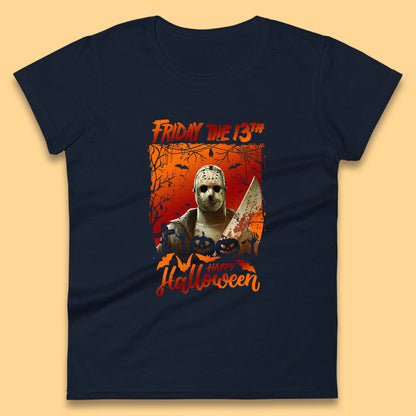 Friday The 13th Happy Halloween Jason Voorhees Halloween Horror Movie Character Womens Tee Top