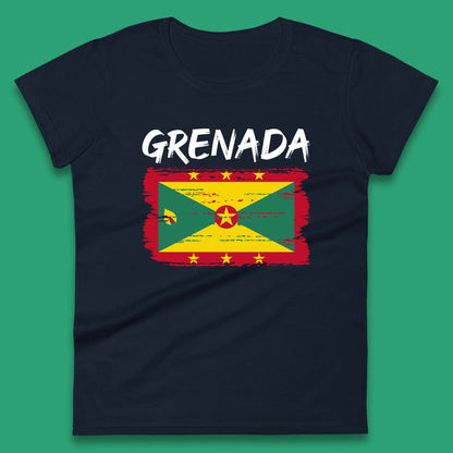 Grenada Flag Distressed Grenadian Heritage Country In The Caribbean Womens Tee Top