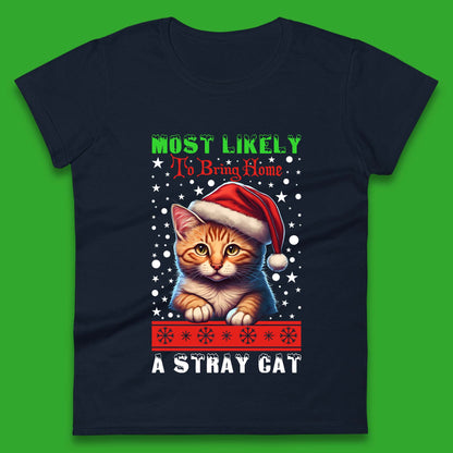 Stray Cat Christmas Womens T-Shirt