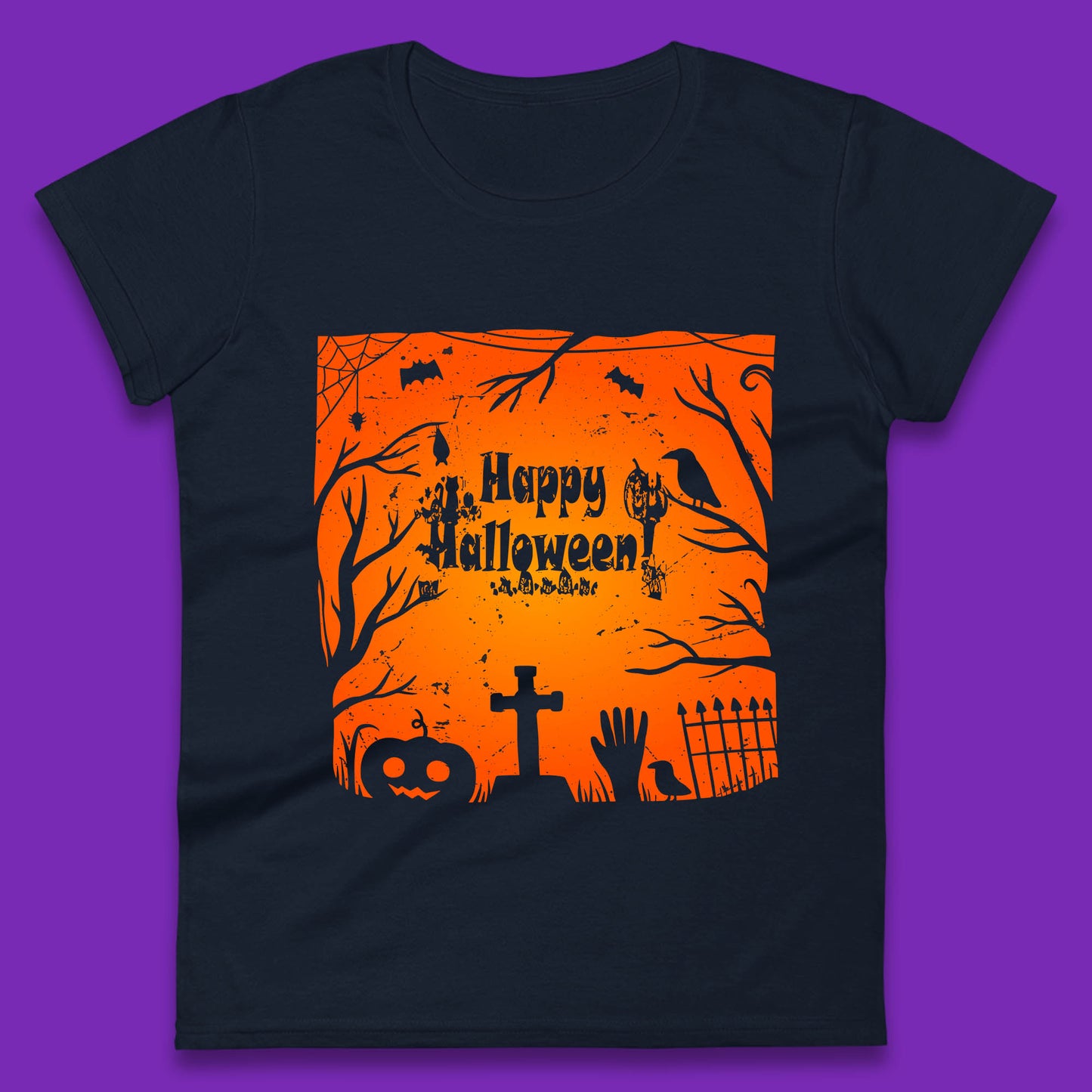 Happy Halloween Witch Hand Cross Sign Scary Pumpin Spooky Terrific Halloween Night Womens Tee Top