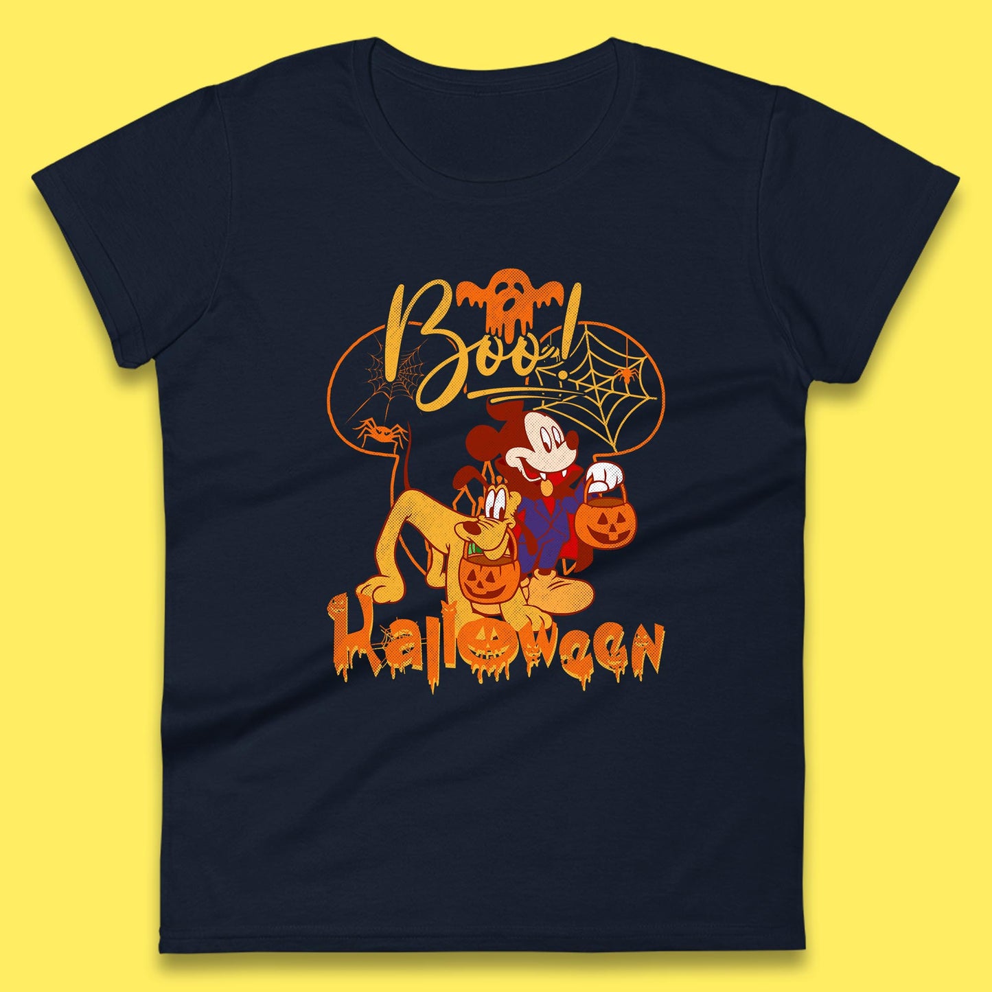Boo Halloween Mickey Mouse And Pluto Friends Disney Halloween Disneyland Trip Womens Tee Top