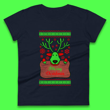 merry christmas reindeer womens t shirt