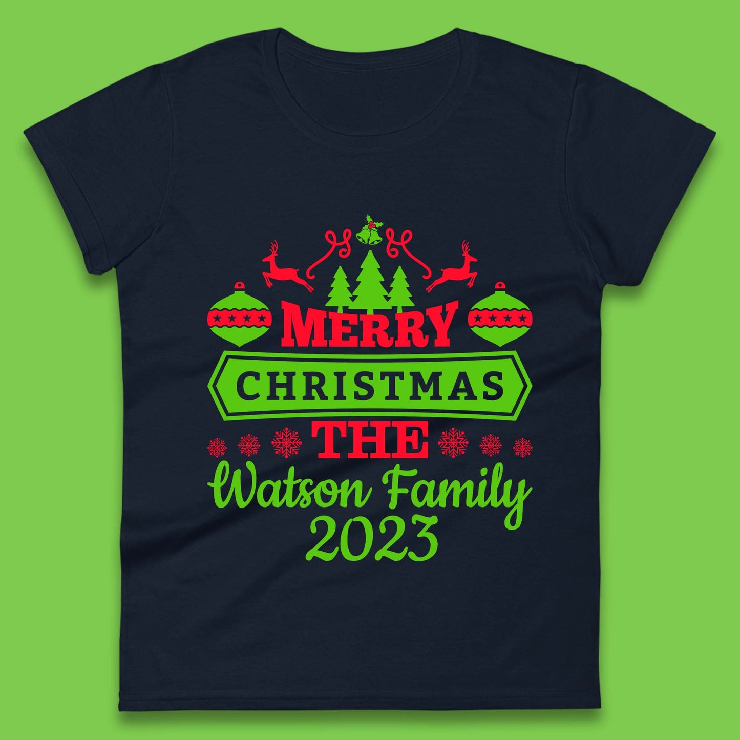 Personalised Family Christmas Womens T-Shirt