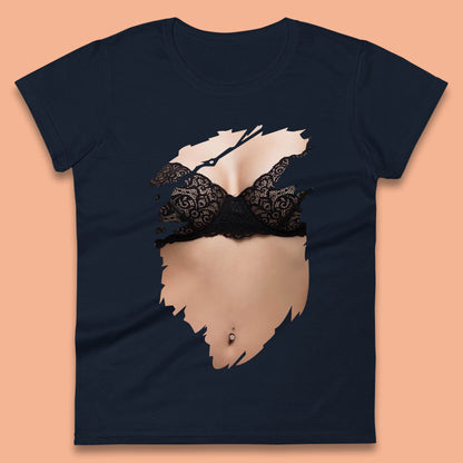 Beautiful Sexy Glamour Blonde Girl Stylish Trendy Summer Fashion Sexy Bra Womens Tee Top