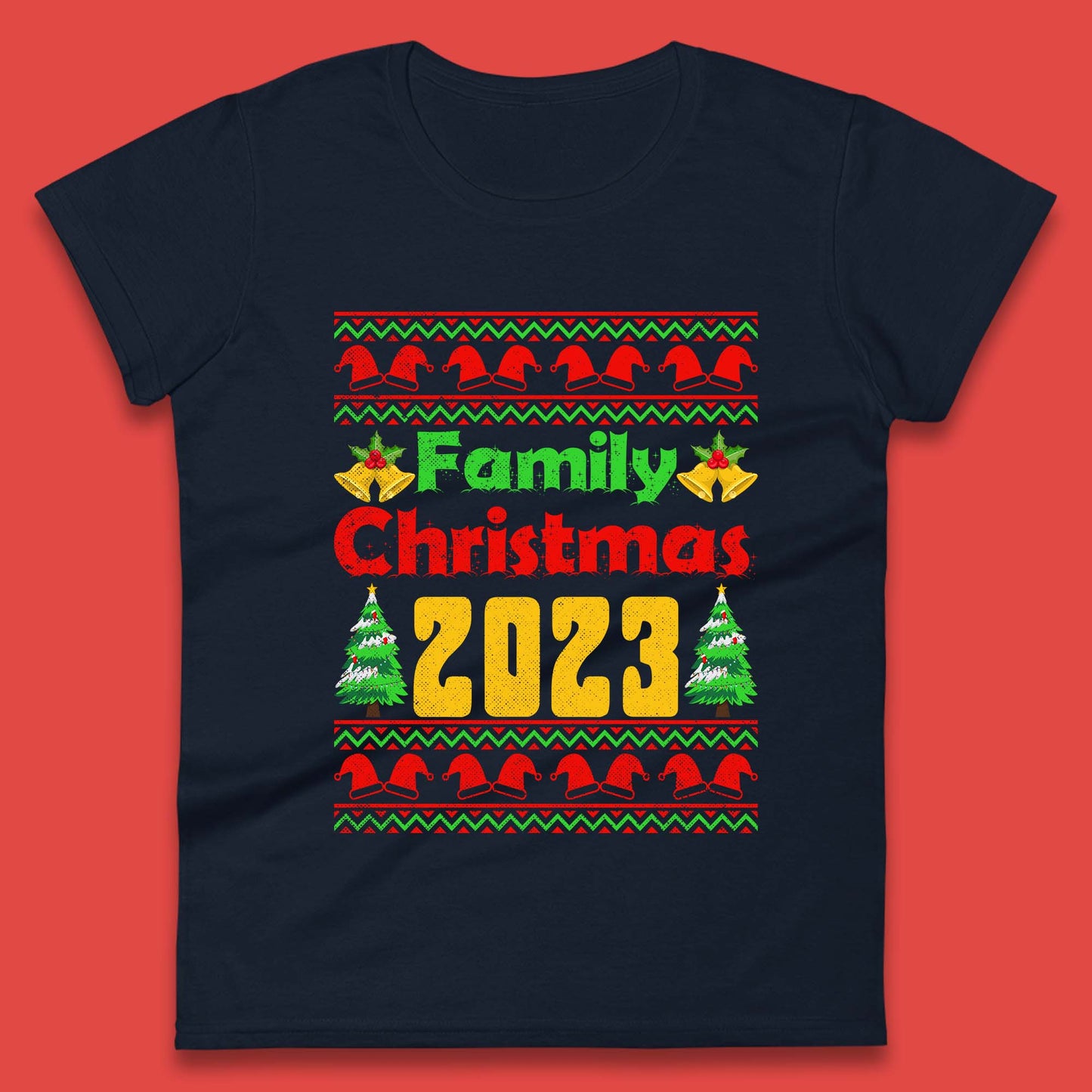 Family Christmas 2023 Holiday Winter Festive Christmas Trees Xmas Season Womens Tee Top