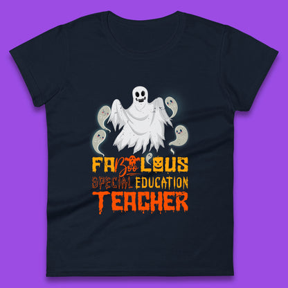 Fabolous Special Education Teacher Halloween Fabulous Spooky Ghost Teacher Womens Tee Top