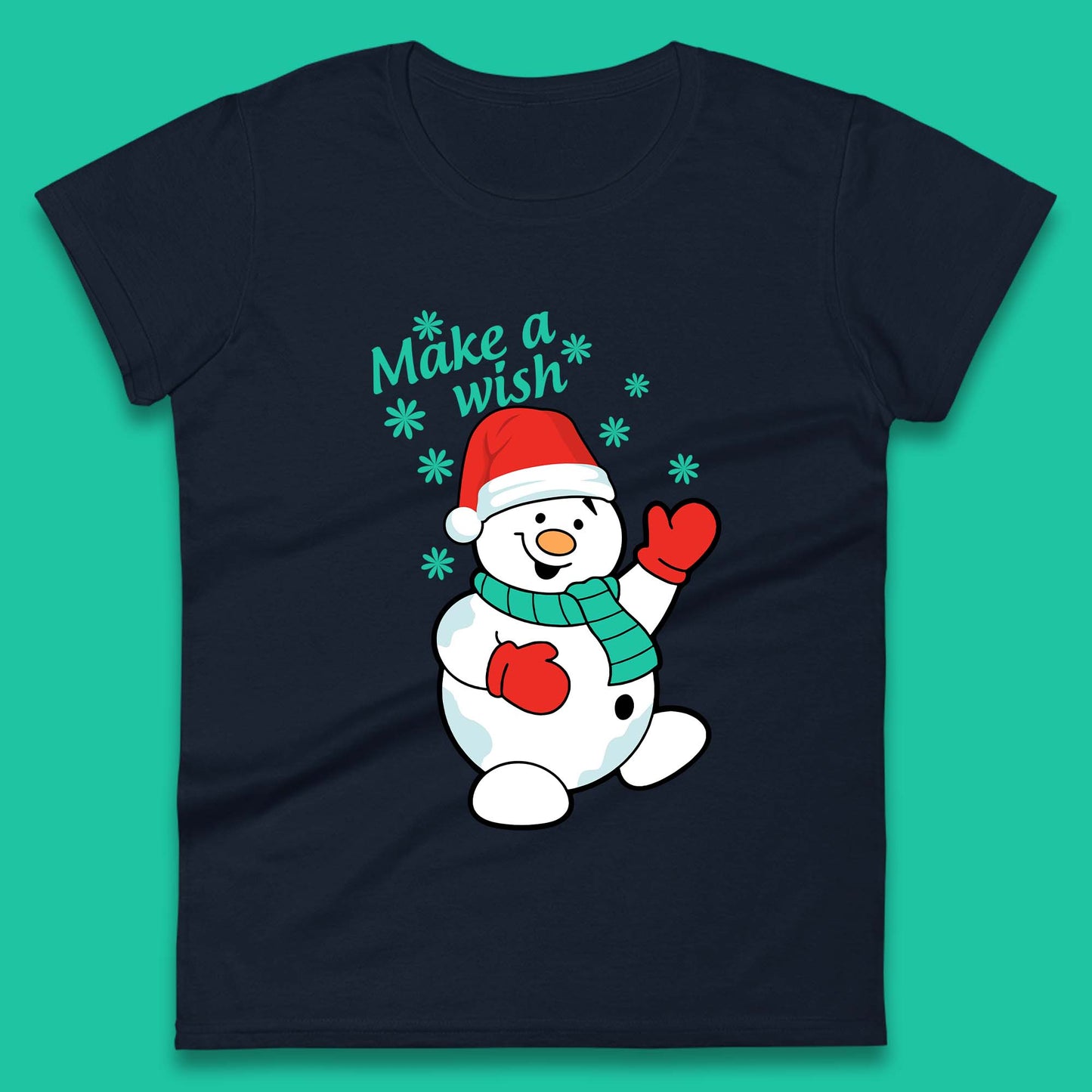 Make A Wish Snowman Christmas Womens T-Shirt