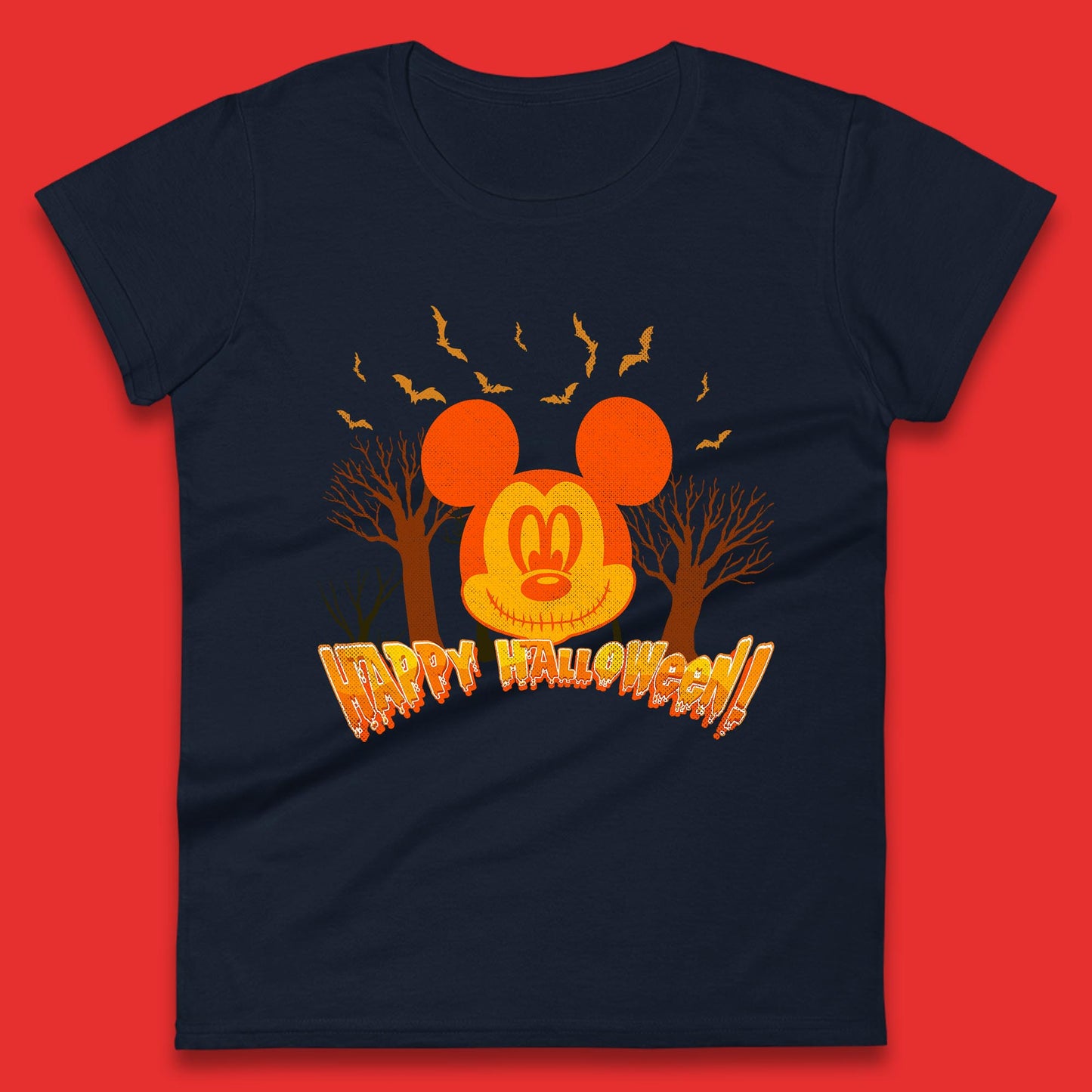Happy Halloween Mickey Mouse Horror Scary Spooky Jack Face Halloween Disney Trip Womens Tee Top