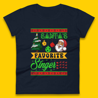 Santa's Favorite Singer Christmas Womens T-Shirt