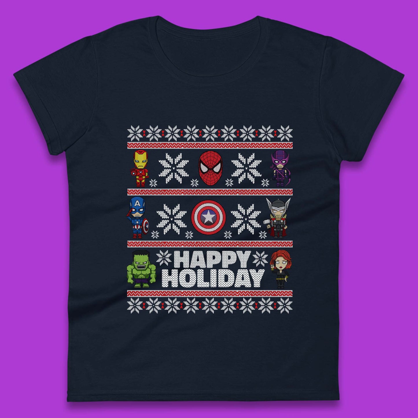 Avengers Superheroes Christmas Womens T-Shirt