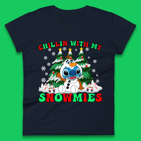 Snowman Stitch Christmas Womens T-Shirt