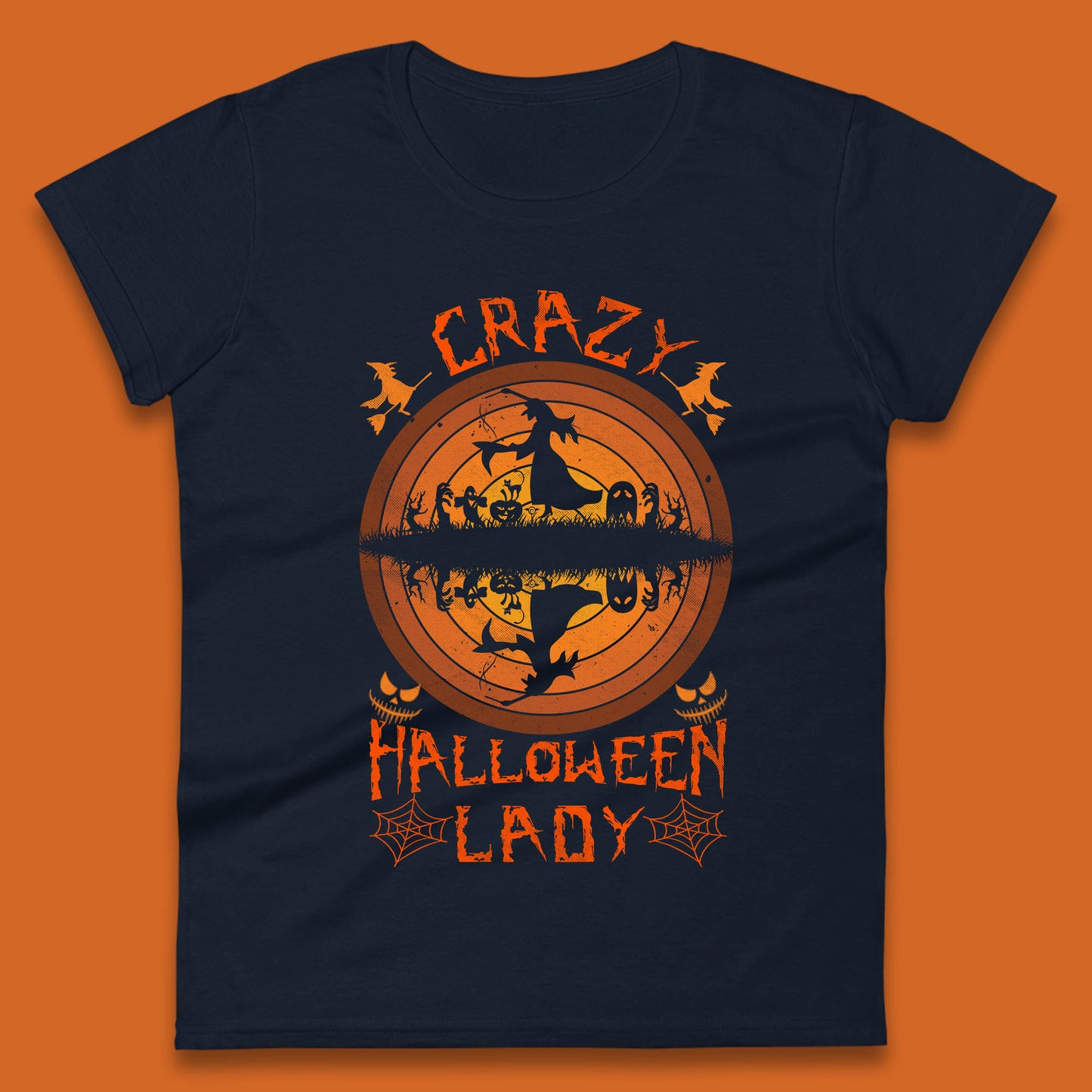 Crazy Halloween Lady Scary Spooky Witch Riding Halloween Witches Be Crazy Womens Tee Top