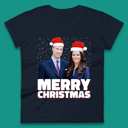 Prince William & Kate Merry Christmas Womens T-Shirt