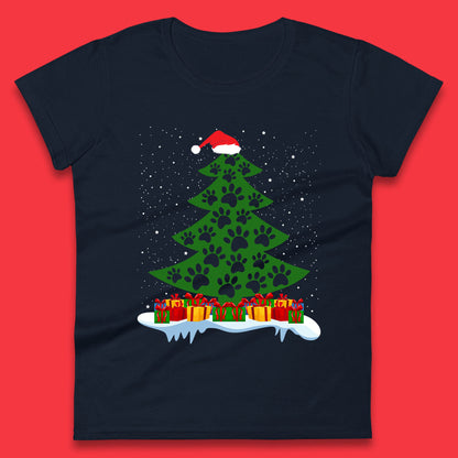 christmas tree with paw prints of dogs t shirt