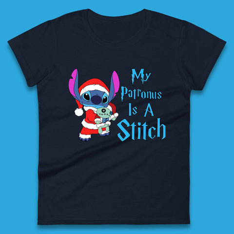 My Patronus Is A Stitch Disney Christmas Santa Stitch And Scrump Xmas Lilo And Stitch Womens Tee Top