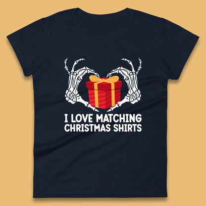 skeleton hands gift box christmas womens t shirt