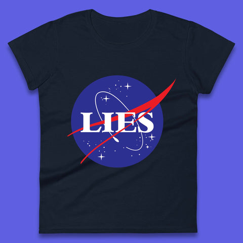 NASA Lies Logo Parody Womens T-Shirt