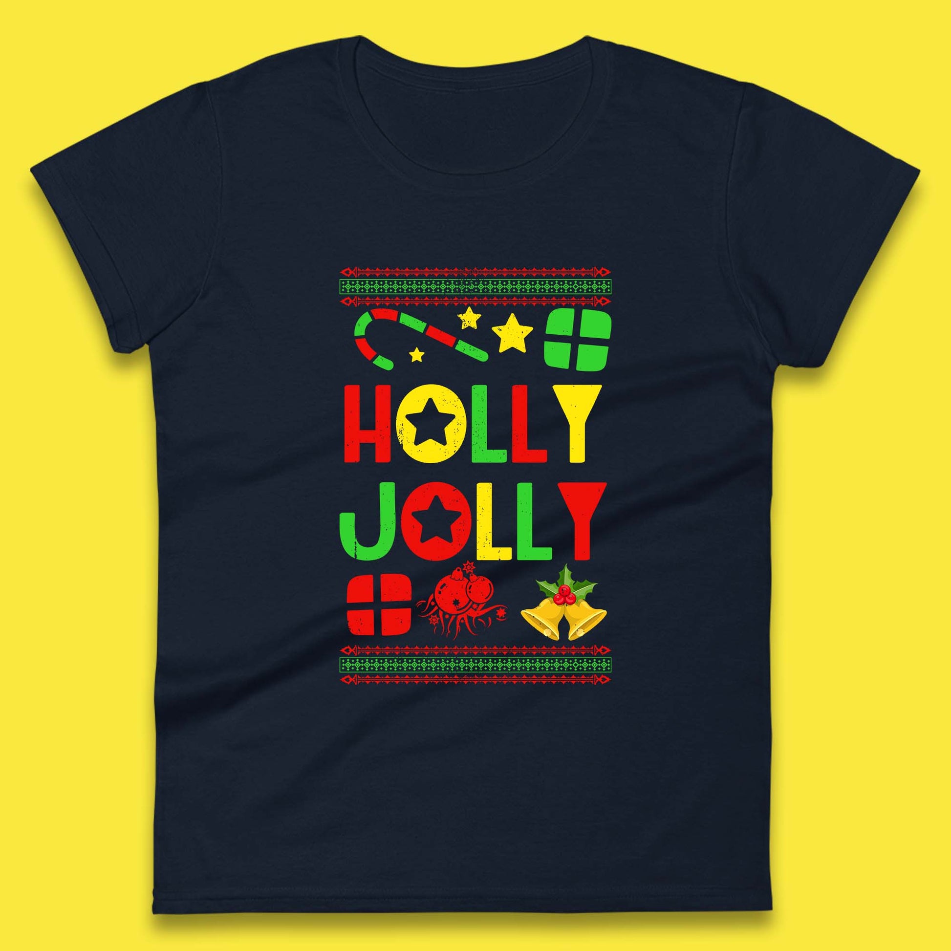 holly jolly christmas womens t shirt
