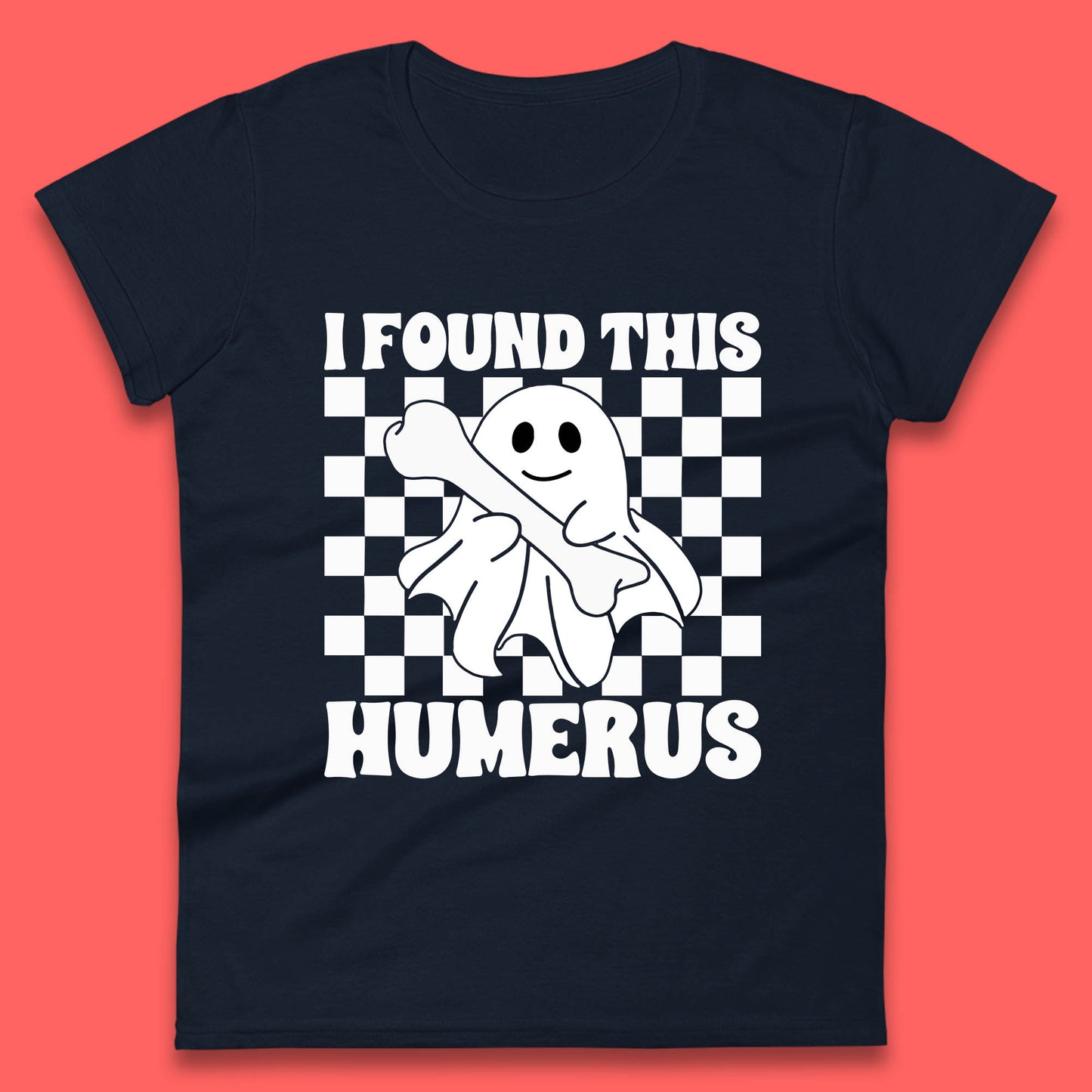I Found This Humerus Halloween Bone Joke Funny Ghost Halloween Costume Womens Tee Top