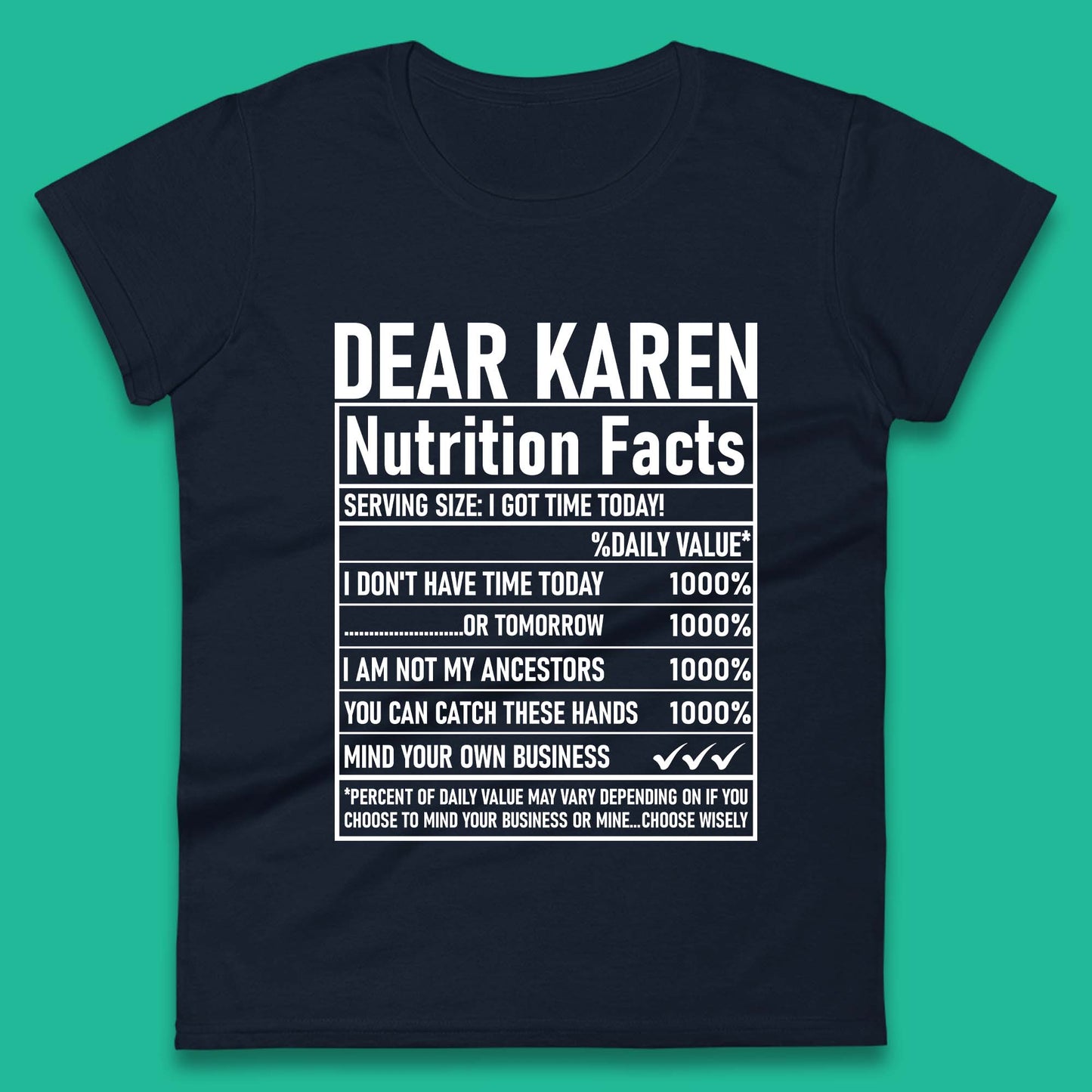 Dear Karen Nutrition Facts Womens T-Shirt