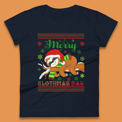 sloth christmas womens t shirt