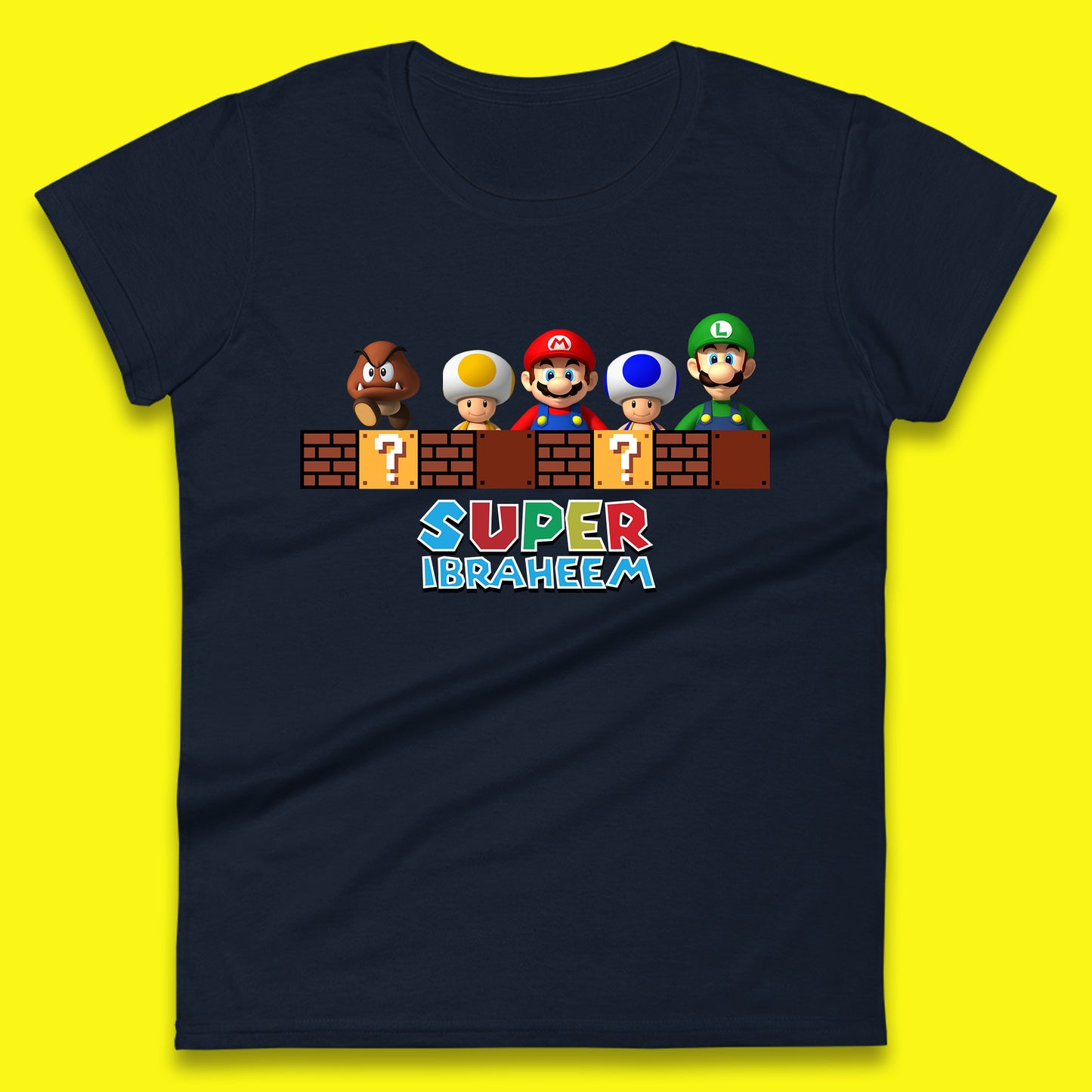 Personalised Super Mario Game Series Your Name Mario Bros Luigi Toad Mega Goomba Mario Womens Tee Top