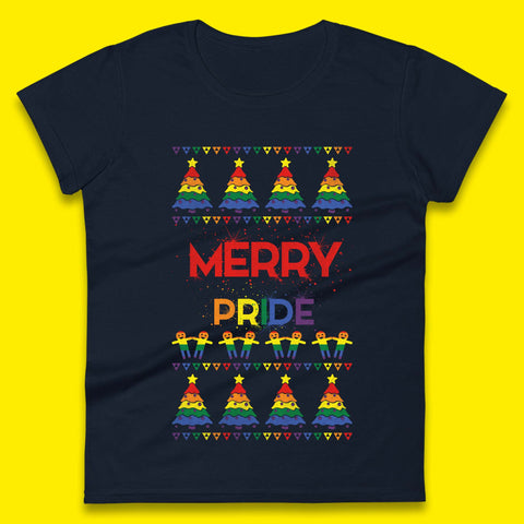 Merry Pride Christmas Trees Ladies T-Shirt