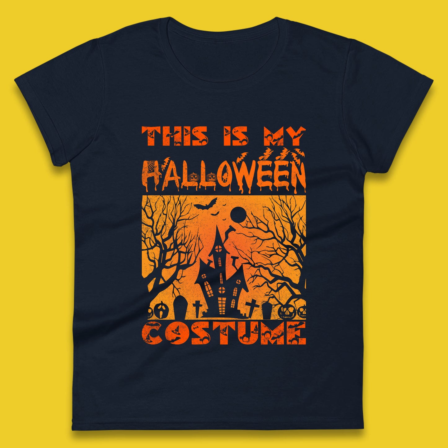 This Is My Halloween Costume Horror Scary Haunted House Spooky Season Womens Tee Top