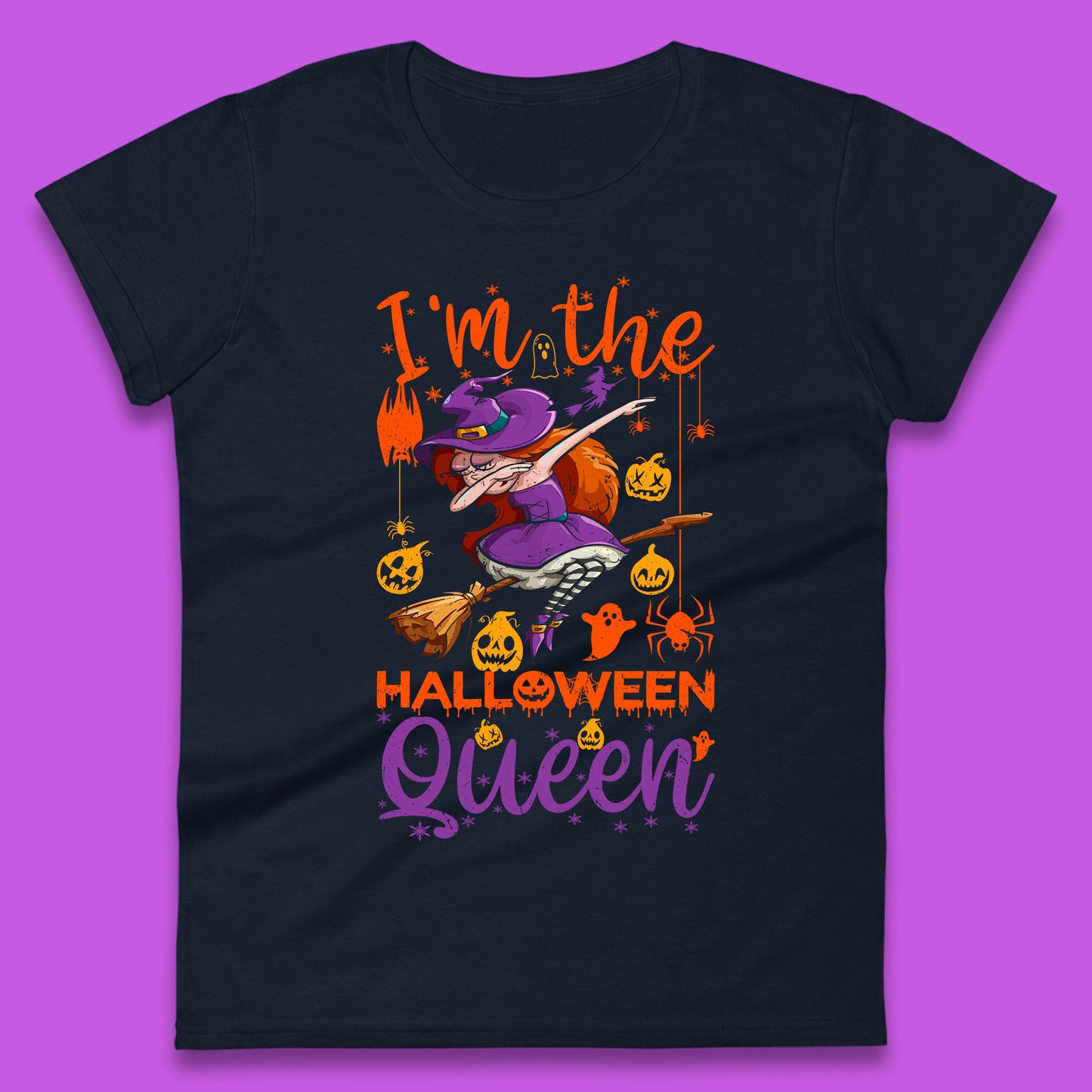 I'm The Halloween Queen Dabbing Witch Pumpkin Season Funny Dab Dance Witch Womens Tee Top