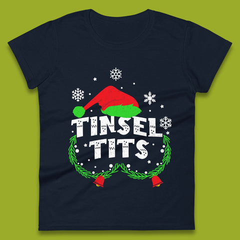 Tinsel Tits Christmas Humor Womens T-Shirt